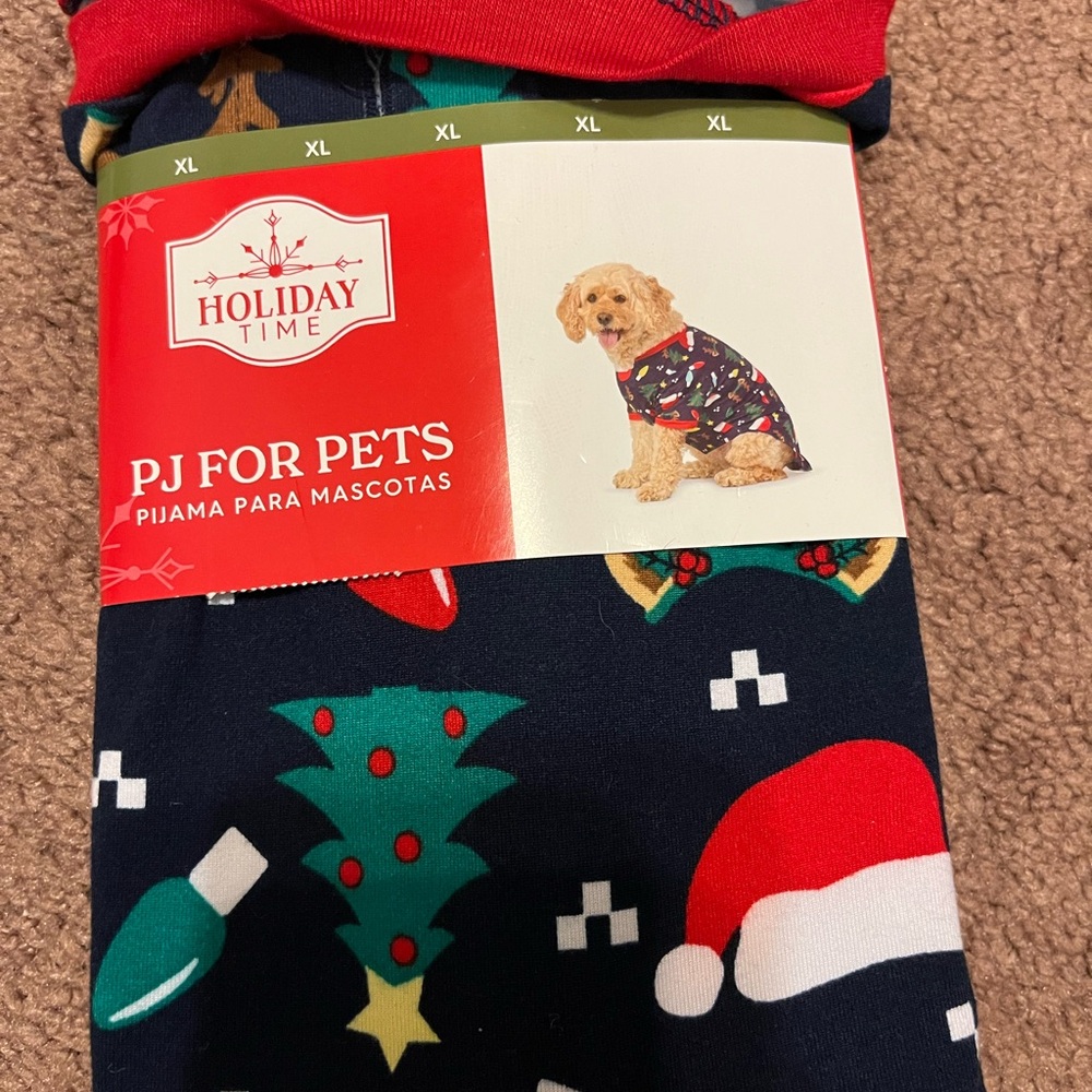 Holiday Time christmas Pet Outfit pajamas XL